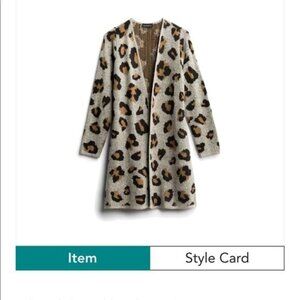 Fortune + Ivy Karrie Long Sleeve long Cardigan sweater gray with leopard